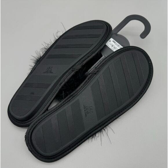 INC International Concepts Slippers Womens Large 9-10 Black Furry Lounge Modern - Picture 6 of 6